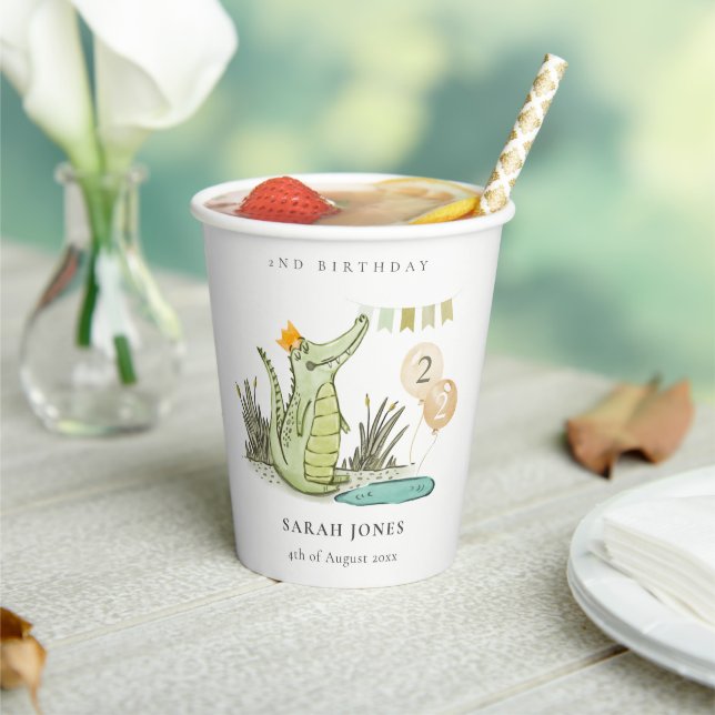 Cute Chomp Alligator in Swamp Any Age Birthday  Paper Cups (Insitu)