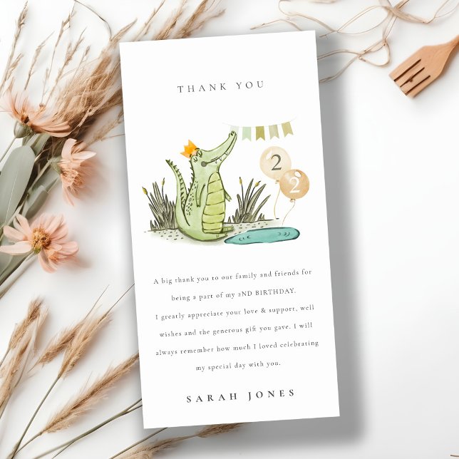 Cute Chomp Alligator in Swamp Any Age Birthday  Thank You Card (Creator Uploaded)