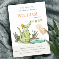 Cute Chomp Alligator Swamp Any Age Birthday Invite