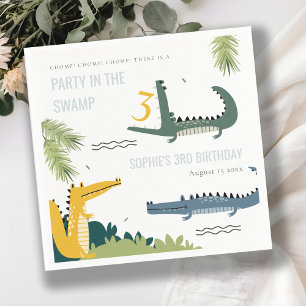 Cute Chomp Alligator Swamp Any Age Kids Birthday Napkin