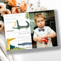 Cute Chomp Alligator Swamp Kids Photo Birthday