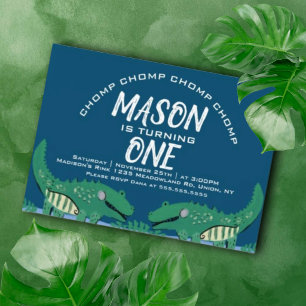 Cute Chomping Alligator Safari Birthday Party Invi Invitation