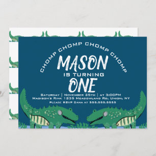 Cute Chomping Alligator Safari Birthday Party Invi Invitation