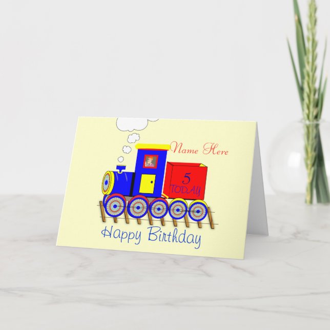 Cute Choo Choo Train Boy's Personalised Card (Front)