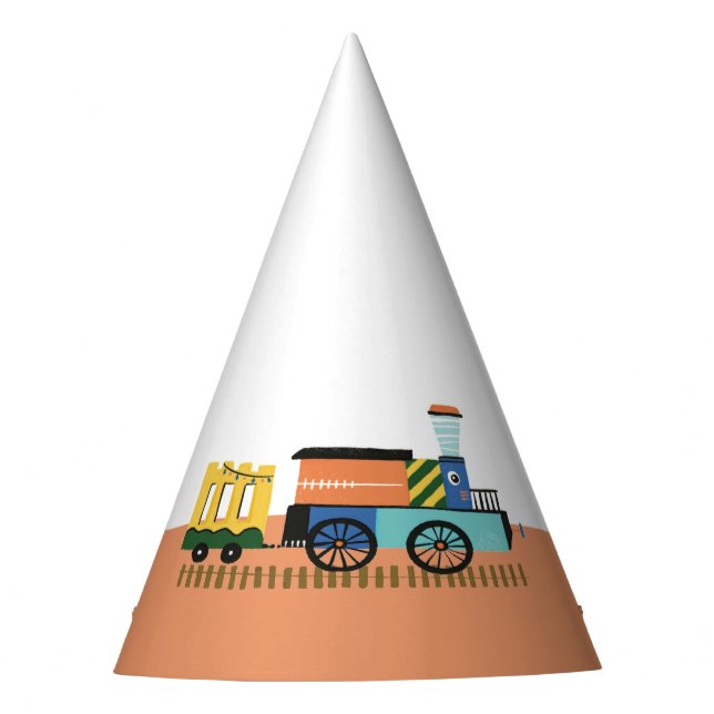 Cute Choo-Choo Train Kids Birthday Party Hat (Front)