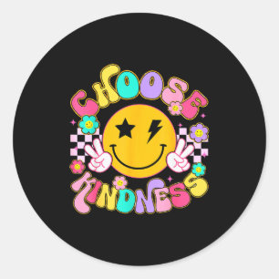 Cute Choose Kindness Groovy Smile Face Insrational Classic Round Sticker