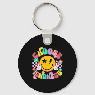 Cute Choose Kindness Groovy Smile Face Insrational Key Ring