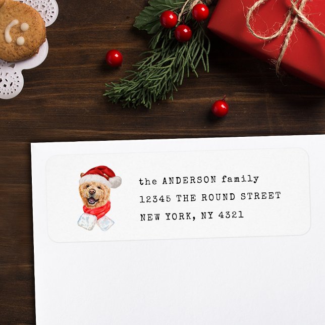 Cute Chow Chow Christmas Dog Return Address Label (Creator Uploaded)