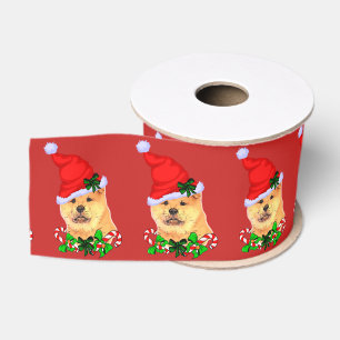 Cute Chow Chow Christmas Grosgrain Ribbon