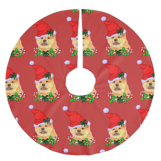 Cute Chow Chow Christmas Merry Brushed Polyester Tree Skirt (Front)