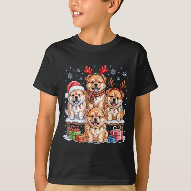 Cute Chow Chow Christmas Pupes Dog Lovers Funny Ho T-Shirt (Front)