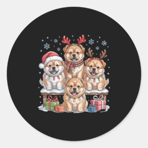 Cute Chow Chow Christmas Puppies Dog Lovers Funny  Classic Round Sticker