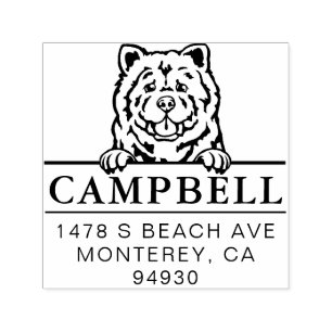 Cute Chow Chow Custom Dog Address Stamp 