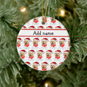 Cute Chow Chow Dog Christmas Pattern Ceramic Ornament