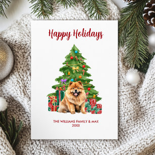 Cute Chow Chow Dog Family Christmas Holiday Card