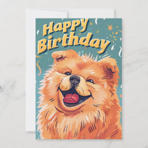 Cute Chow Chow Happy Birthday Holiday Card
