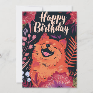Cute Chow Chow Happy Birthday Holiday Card