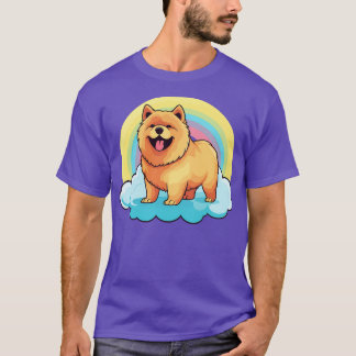 Cute Chow Chow Rainbow Cloud Kawaii Dog Happy Pupp T-Shirt
