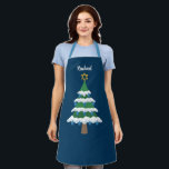 Cute Chrismukkah Hanukkah Christmas Tree Apron<br><div class="desc">This cute Chrismukkah apron gift features a green Christmas tree decorated with blue dreidel ornaments and a gold Jewish Star of David at the top for Hanukkah to combine the 2 holidays for a family that celebrates both. Personalise with your name in white.</div>