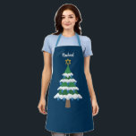 Cute Chrismukkah Hanukkah Christmas Tree Apron<br><div class="desc">This cute Chrismukkah apron gift features a green Christmas tree decorated with blue dreidel ornaments and a gold Jewish Star of David at the top for Hanukkah to combine the 2 holidays for a family that celebrates both. Personalise with your name in white.</div>