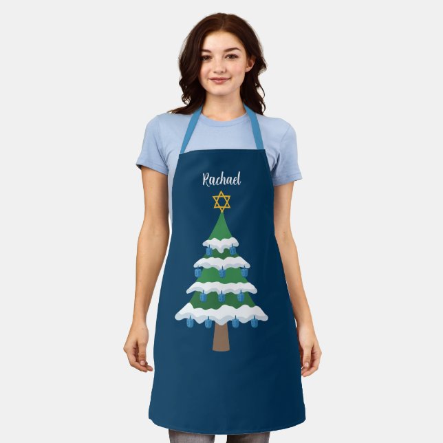 Cute Chrismukkah Hanukkah Christmas Tree Apron (Worn)
