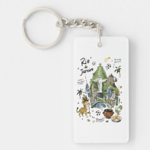 Cute Christ the Redeemer Rio Doodle Art Key Ring