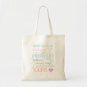 Cute Christian Bible Verse Prayer Faith Pastel NIV Tote Bag