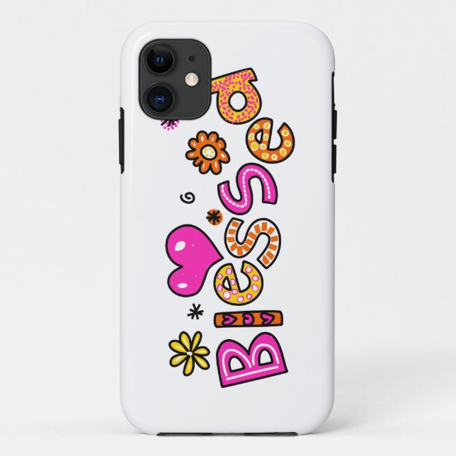 Cute Christian Blessed Greeting Text Expression Case-Mate iPhone Case (Back)