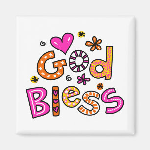 Cute Christian God Bless Greeting Text Expression Magnet