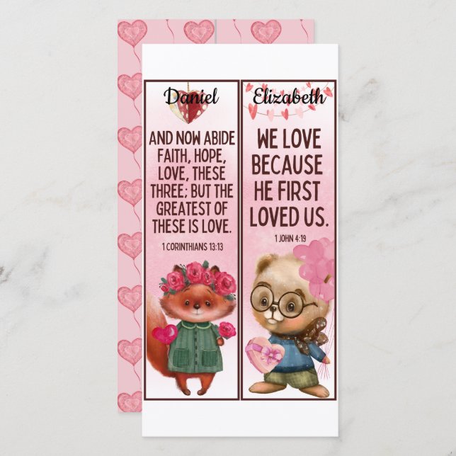 Cute Christian Love Bible Verses Kids Bookmarks Card (Front/Back)
