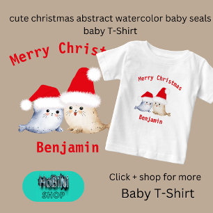 cute christmas abstract watercolor baby seals  baby T-Shirt