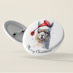 Cute Christmas Alpaca, custom 6 Cm Round Badge