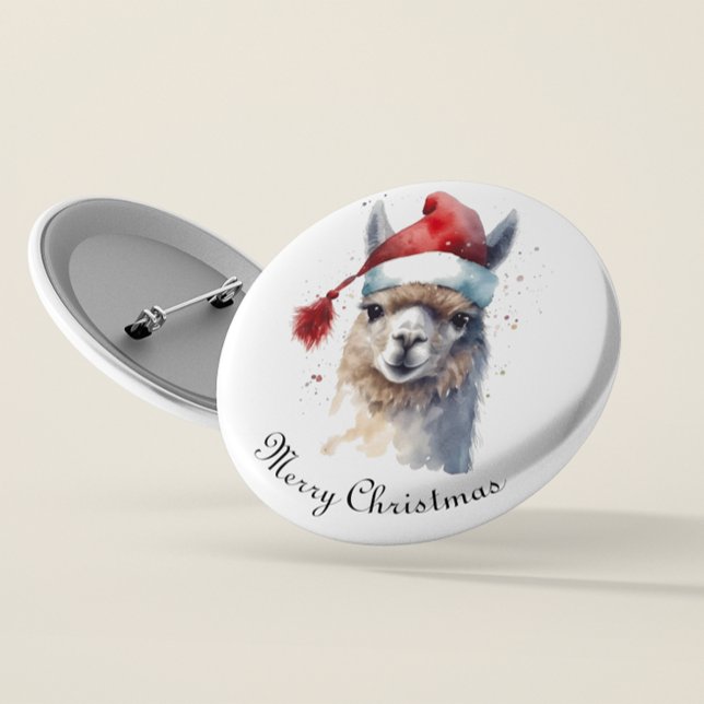Cute Christmas Alpaca, custom 6 Cm Round Badge (Creator Uploaded)