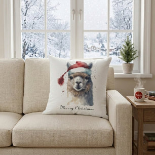 Cute Christmas Alpaca, custom Cushion