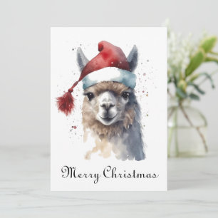 Cute Christmas Alpaca, custom Holiday Card