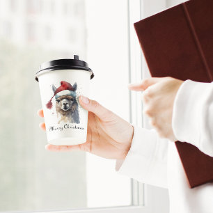 Cute Christmas Alpaca, custom Paper Cups