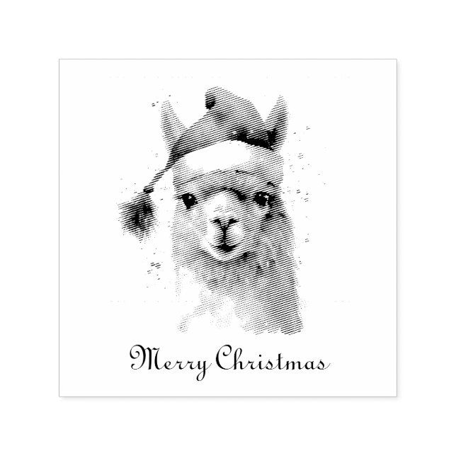 Cute Christmas Alpaca, custom Self-inking Stamp (Design)