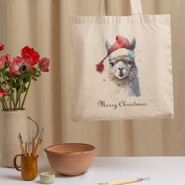 Cute Christmas Alpaca, custom Tote Bag (Creator Uploaded)