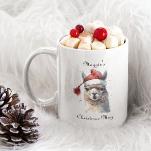 Cute Christmas Alpaca, custom Two-Tone Coffee Mug