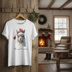 Cute Christmas Alpaca, customisable T-Shirt