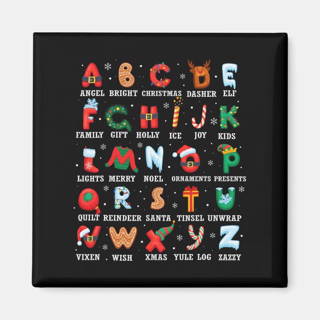 Cute Christmas Alphabet Kindergarten Preschool Tea Magnet (Front)