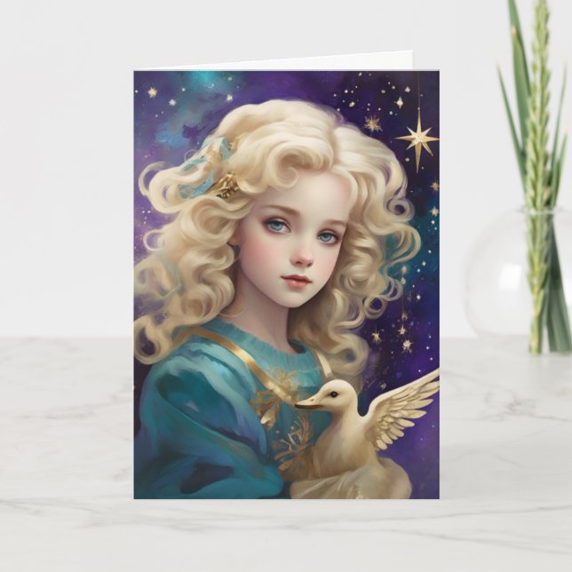 Cute Christmas Angel Custom Message Card (Front)