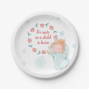 Cute Christmas Angel Paper Plates