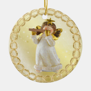 Cute Christmas Angel Playing Flute Ornament