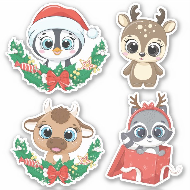 Cute Christmas Animal stickers (Front)