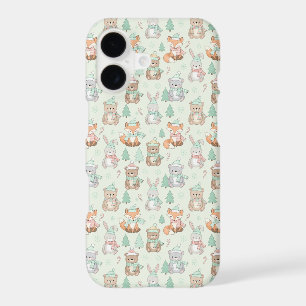 Cute Christmas Animals Seamless Pattern