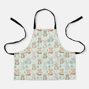 Cute Christmas Animals Seamless Pattern Apron