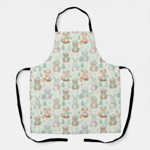 Cute Christmas Animals Seamless Pattern Apron