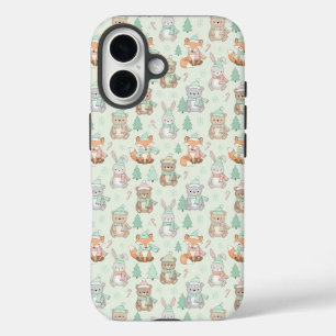 Cute Christmas Animals Seamless Pattern iPhone 16 Case