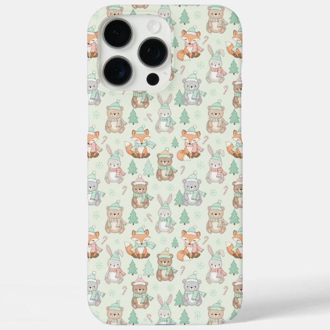 Cute Christmas Animals Seamless Pattern Case-Mate iPhone Case (Back)